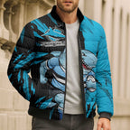 Personalized Cronulla Sharks Bomber Puffer Jacket Dynamic Lightning Mascot Rugby Australia