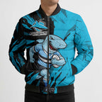 Personalized Cronulla Sharks Bomber Puffer Jacket Dynamic Lightning Mascot Rugby Australia