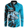 Personalized Cronulla Sharks Button Sweatshirt Dynamic Lightning Mascot Rugby Australia