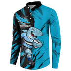 Personalized Cronulla Sharks Button Sweatshirt Dynamic Lightning Mascot Rugby Australia