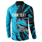 Personalized Cronulla Sharks Button Sweatshirt Dynamic Lightning Mascot Rugby Australia