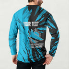 Personalized Cronulla Sharks Button Sweatshirt Dynamic Lightning Mascot Rugby Australia
