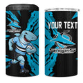 Personalized Cronulla Sharks 4 in 1 Can Cooler Tumbler Dynamic Lightning Mascot Rugby Australia