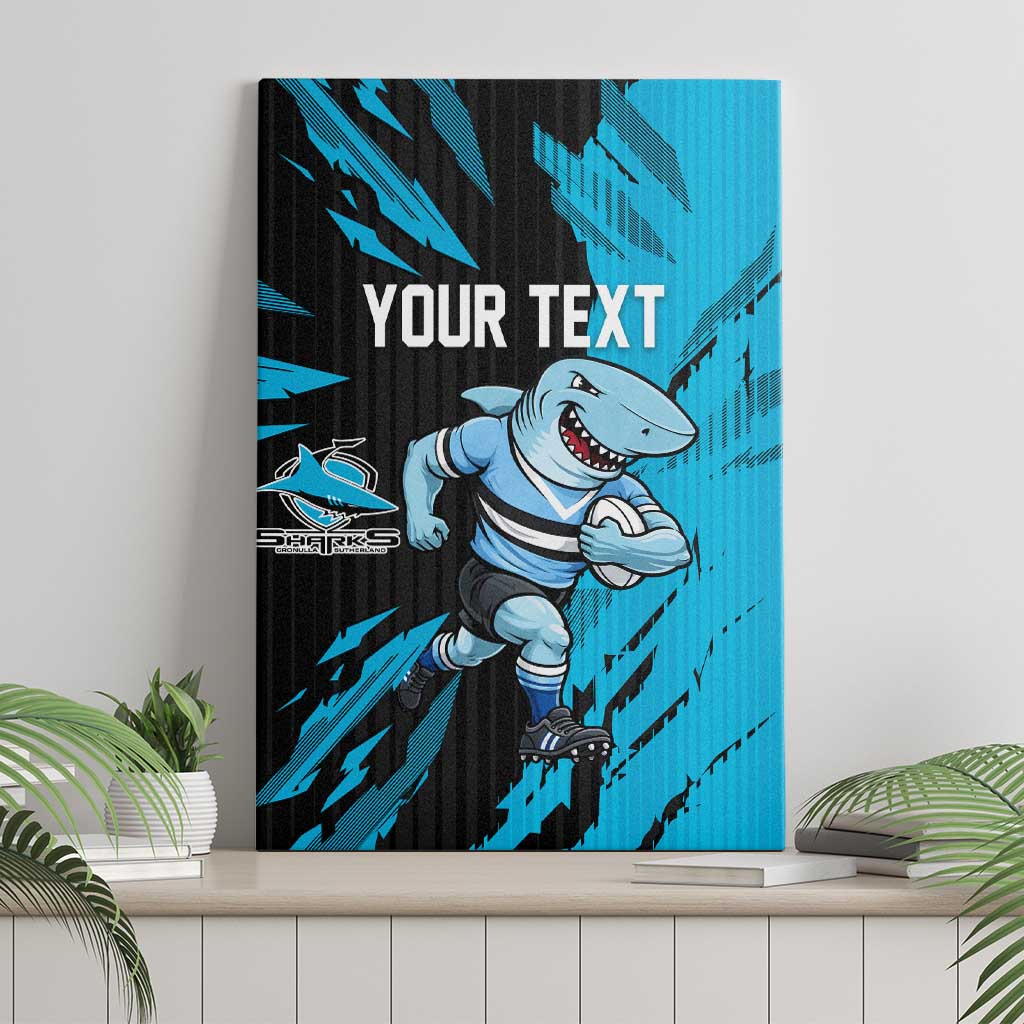Personalized Cronulla Sharks Canvas Wall Art Dynamic Lightning Mascot Rugby Australia