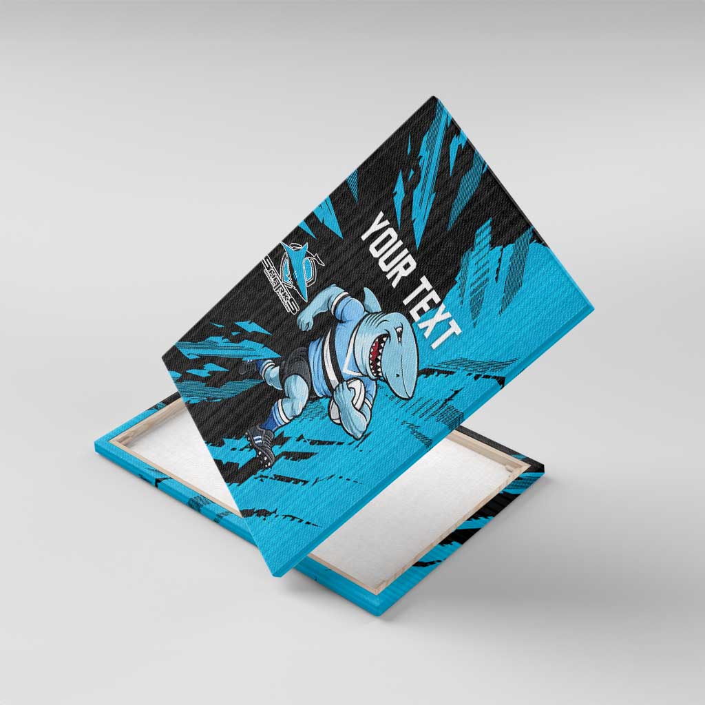 Personalized Cronulla Sharks Canvas Wall Art Dynamic Lightning Mascot Rugby Australia