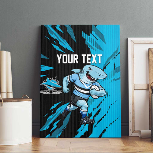 Personalized Cronulla Sharks Canvas Wall Art Dynamic Lightning Mascot Rugby Australia