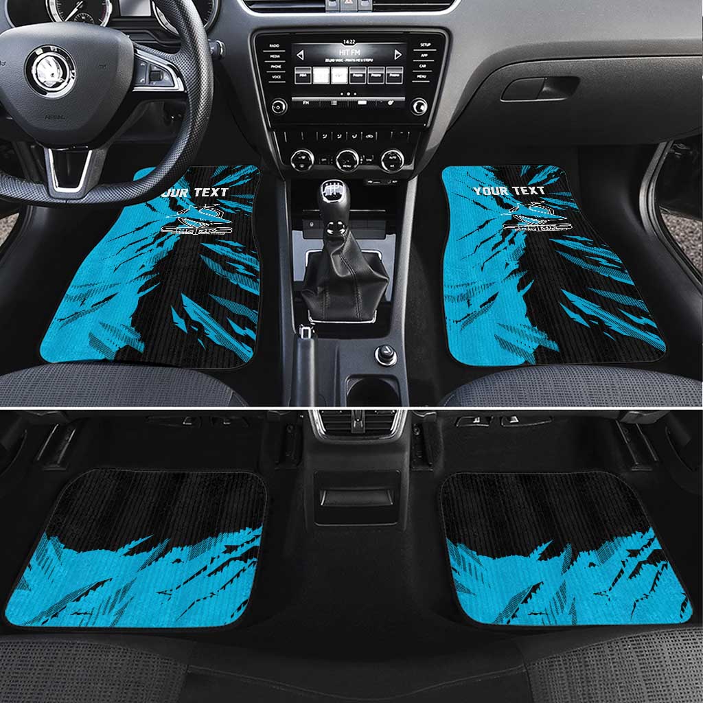 Personalized Cronulla Sharks Car Mats Dynamic Lightning Mascot Rugby Australia