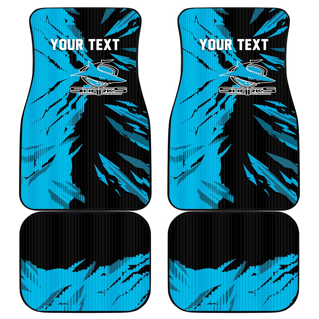 Personalized Cronulla Sharks Car Mats Dynamic Lightning Mascot Rugby Australia