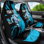 Personalized Cronulla Sharks Car Seat Cover Dynamic Lightning Mascot Rugby Australia