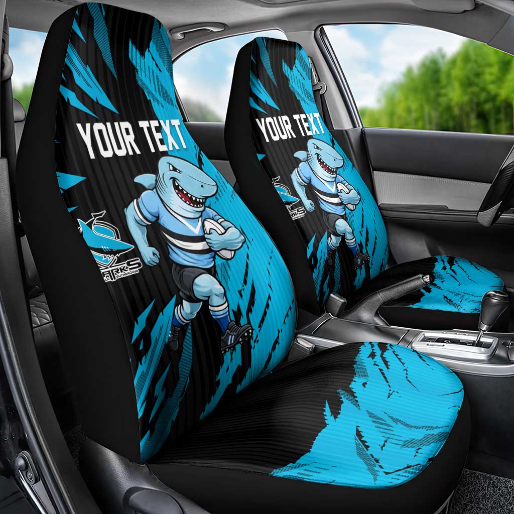 Personalized Cronulla Sharks Car Seat Cover Dynamic Lightning Mascot Rugby Australia