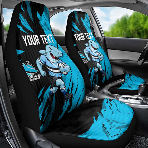 Personalized Cronulla Sharks Car Seat Cover Dynamic Lightning Mascot Rugby Australia