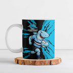 Personalized Cronulla Sharks Ceramic Mug Dynamic Lightning Mascot Rugby Australia