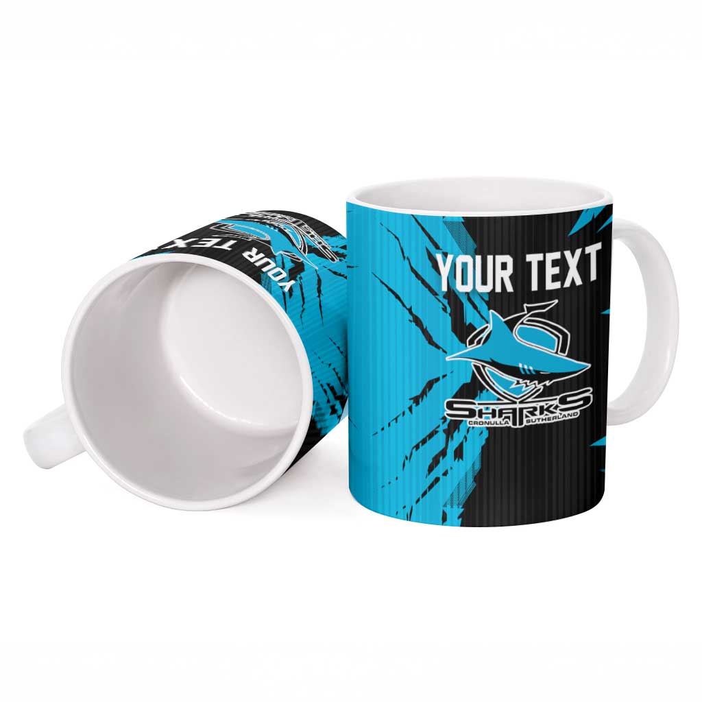 Personalized Cronulla Sharks Ceramic Mug Dynamic Lightning Mascot Rugby Australia