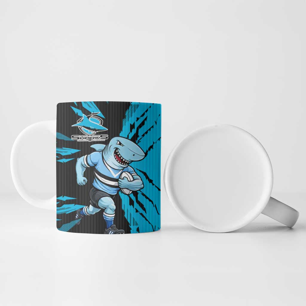 Personalized Cronulla Sharks Ceramic Mug Dynamic Lightning Mascot Rugby Australia