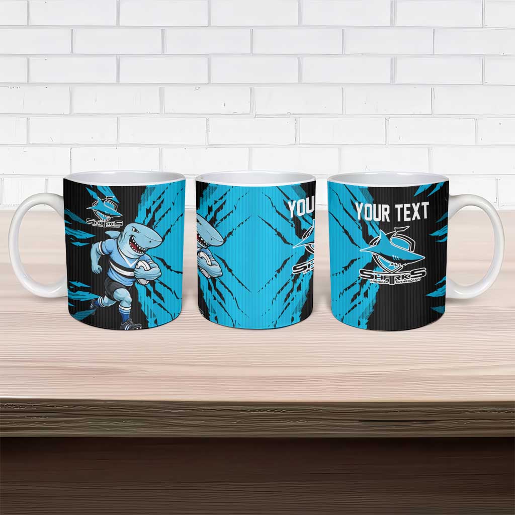 Personalized Cronulla Sharks Ceramic Mug Dynamic Lightning Mascot Rugby Australia