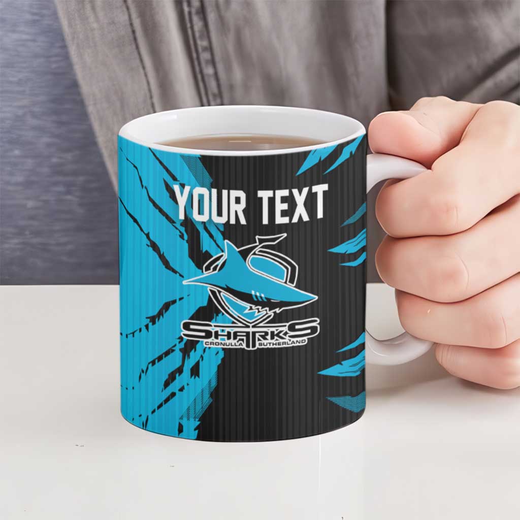 Personalized Cronulla Sharks Ceramic Mug Dynamic Lightning Mascot Rugby Australia