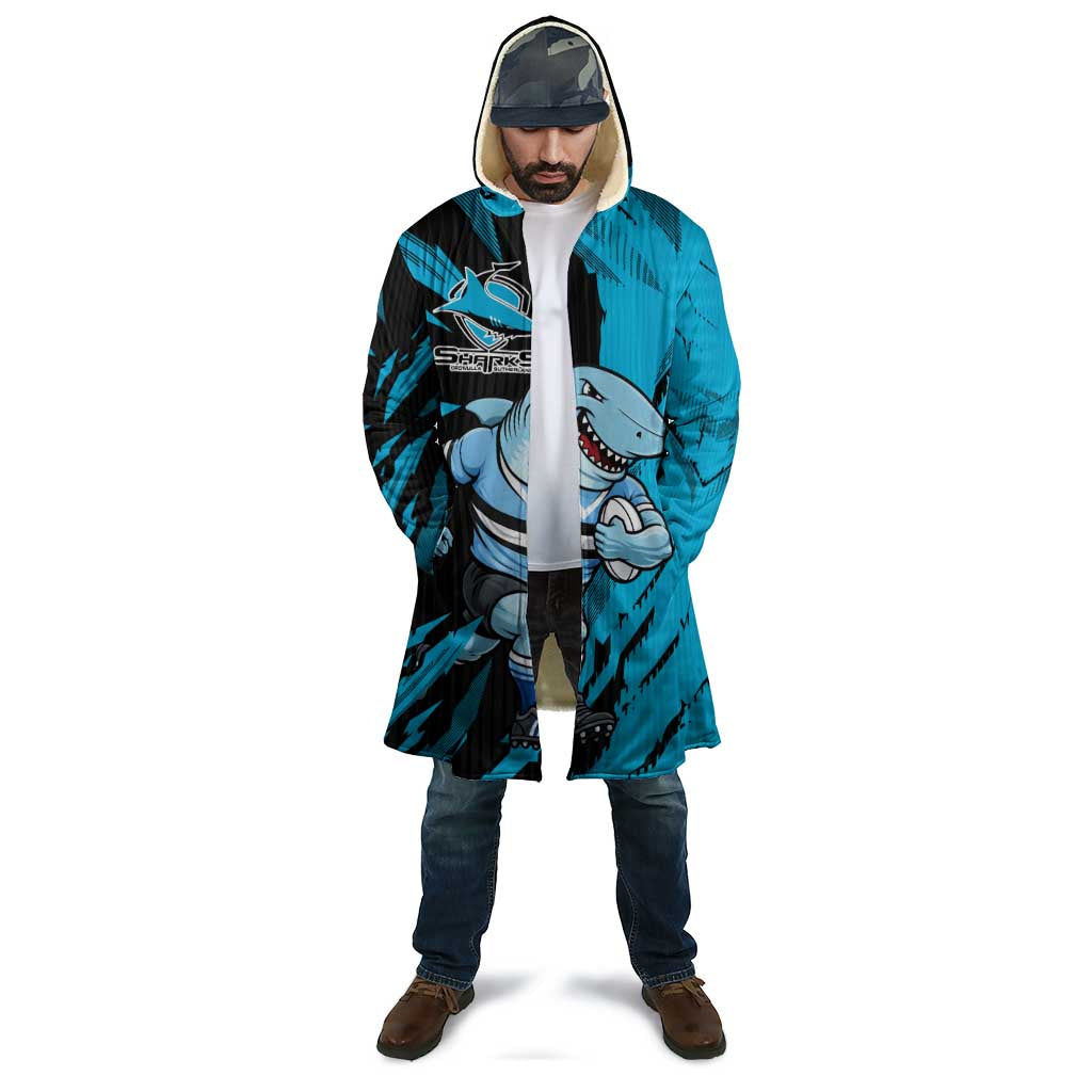 Personalized Cronulla Sharks Cloak Dynamic Lightning Mascot Rugby Australia