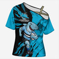 Personalized Cronulla Sharks Cross Shoulder Shirt Dynamic Lightning Mascot Rugby Australia