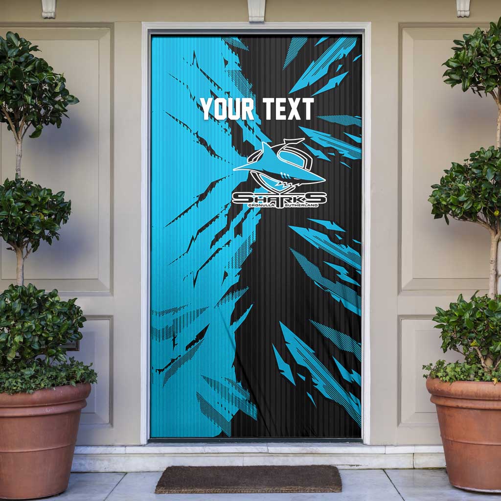 Personalized Cronulla Sharks Door Cover Dynamic Lightning Mascot Rugby Australia