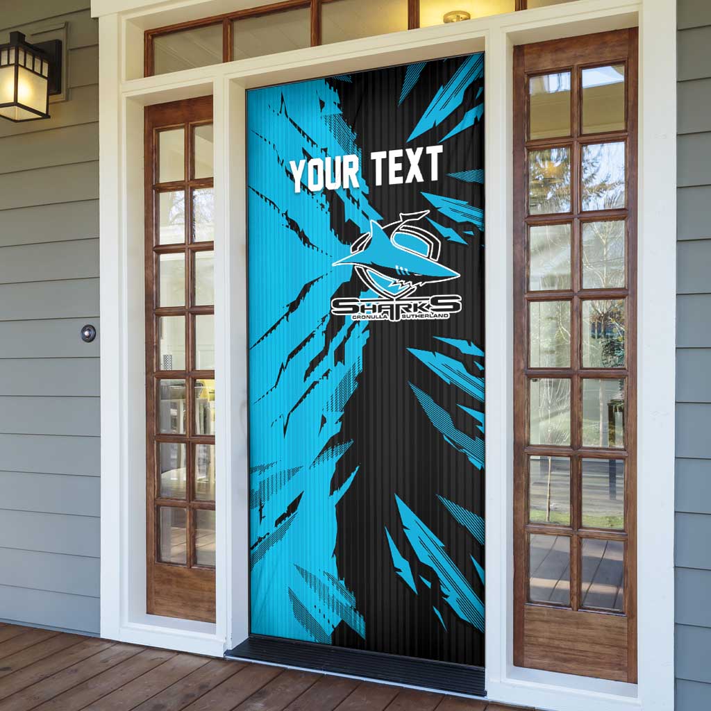Personalized Cronulla Sharks Door Cover Dynamic Lightning Mascot Rugby Australia