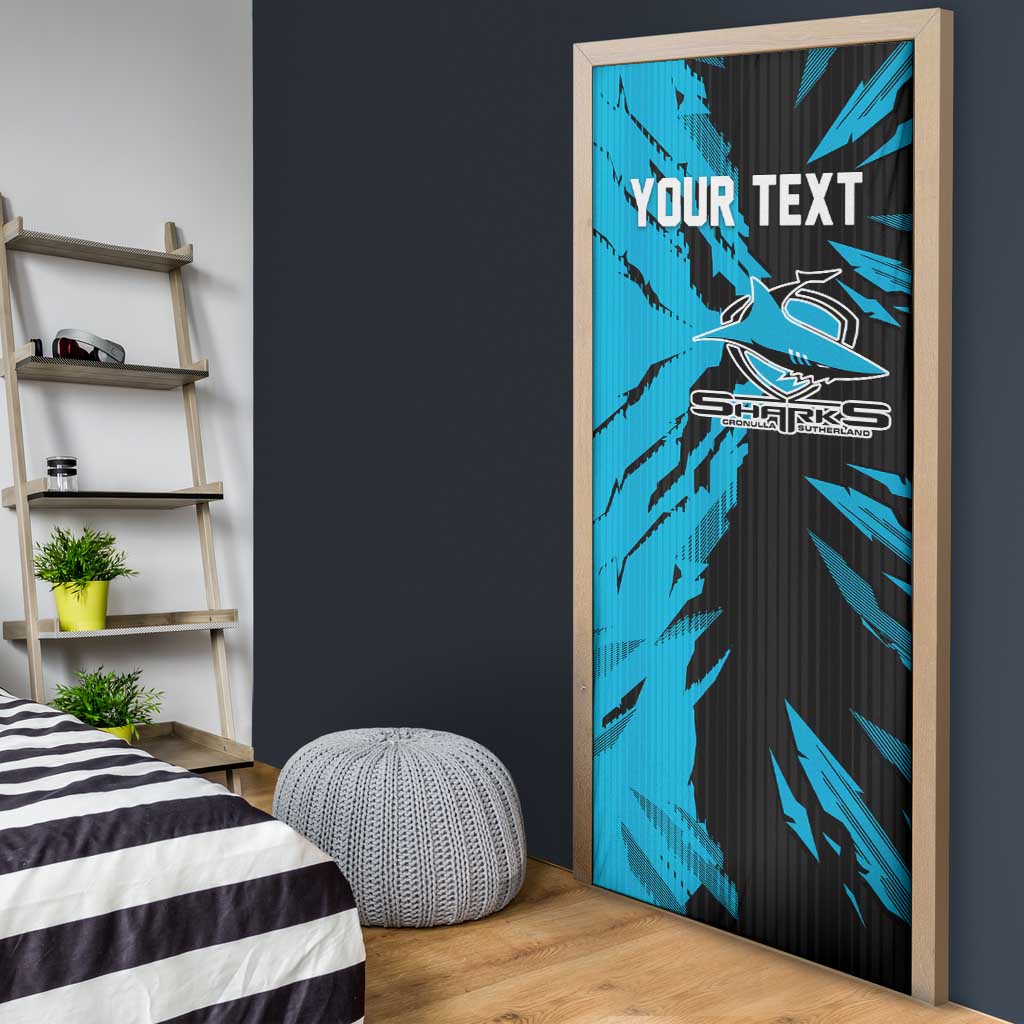 Personalized Cronulla Sharks Door Cover Dynamic Lightning Mascot Rugby Australia