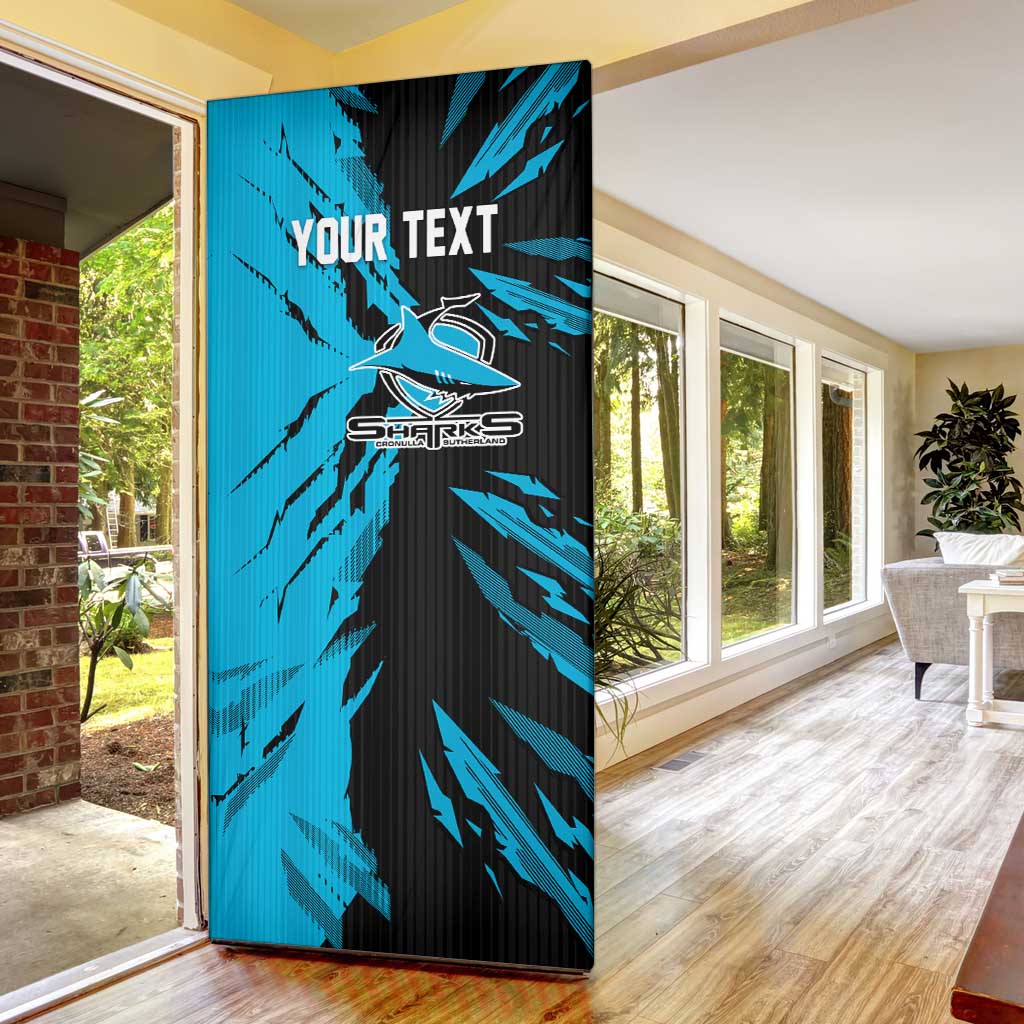 Personalized Cronulla Sharks Door Cover Dynamic Lightning Mascot Rugby Australia