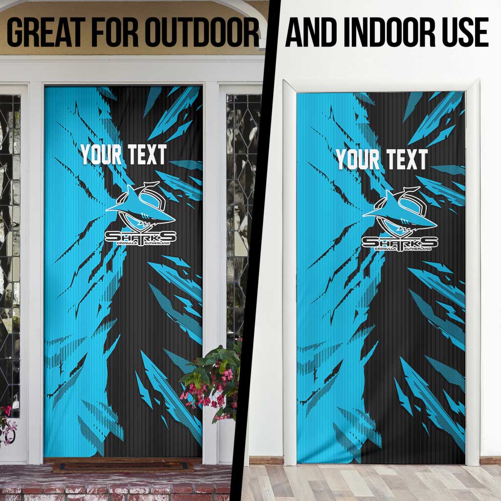 Personalized Cronulla Sharks Door Cover Dynamic Lightning Mascot Rugby Australia
