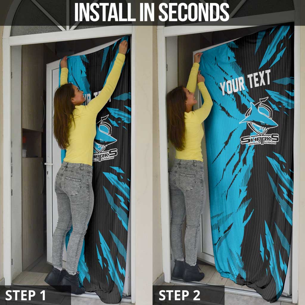 Personalized Cronulla Sharks Door Cover Dynamic Lightning Mascot Rugby Australia
