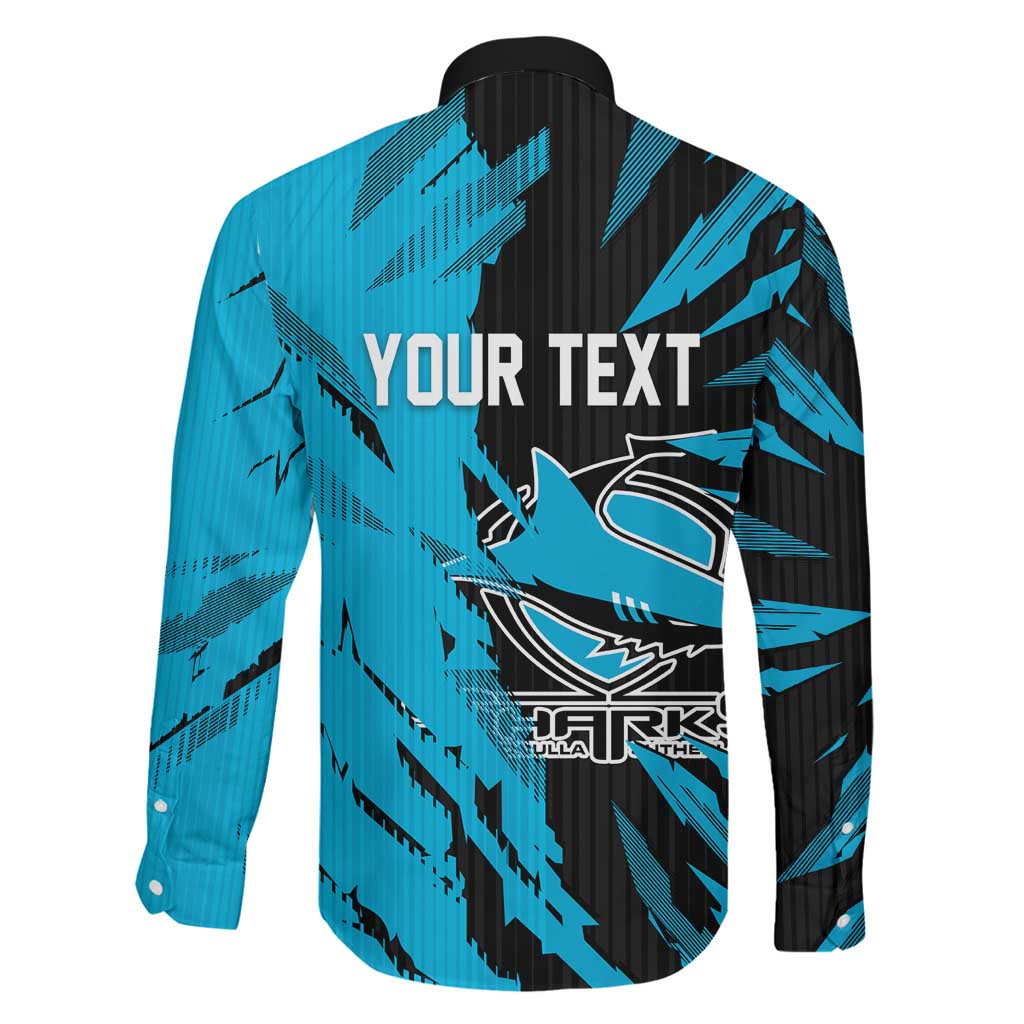 Personalized Cronulla Sharks Family Matching Off Shoulder Maxi Dress and Hawaiian Shirt Dynamic Lightning Mascot Rugby Australia