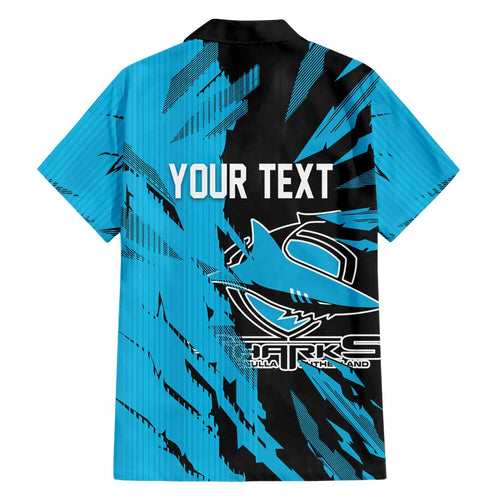 Personalized Cronulla Sharks Family Matching Puletasi and Hawaiian Shirt Dynamic Lightning Mascot Rugby Australia
