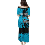 Personalized Cronulla Sharks Family Matching Puletasi and Hawaiian Shirt Dynamic Lightning Mascot Rugby Australia
