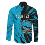 Personalized Cronulla Sharks Family Matching Tank Maxi Dress and Hawaiian Shirt Dynamic Lightning Mascot Rugby Australia