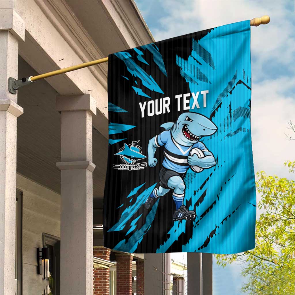 Personalized Cronulla Sharks Garden Flag Dynamic Lightning Mascot Rugby Australia