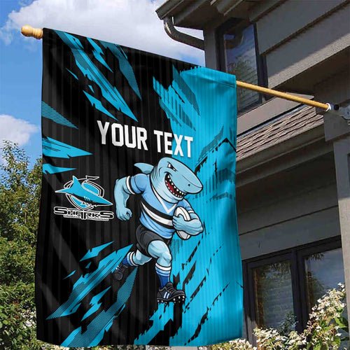 Personalized Cronulla Sharks Garden Flag Dynamic Lightning Mascot Rugby Australia