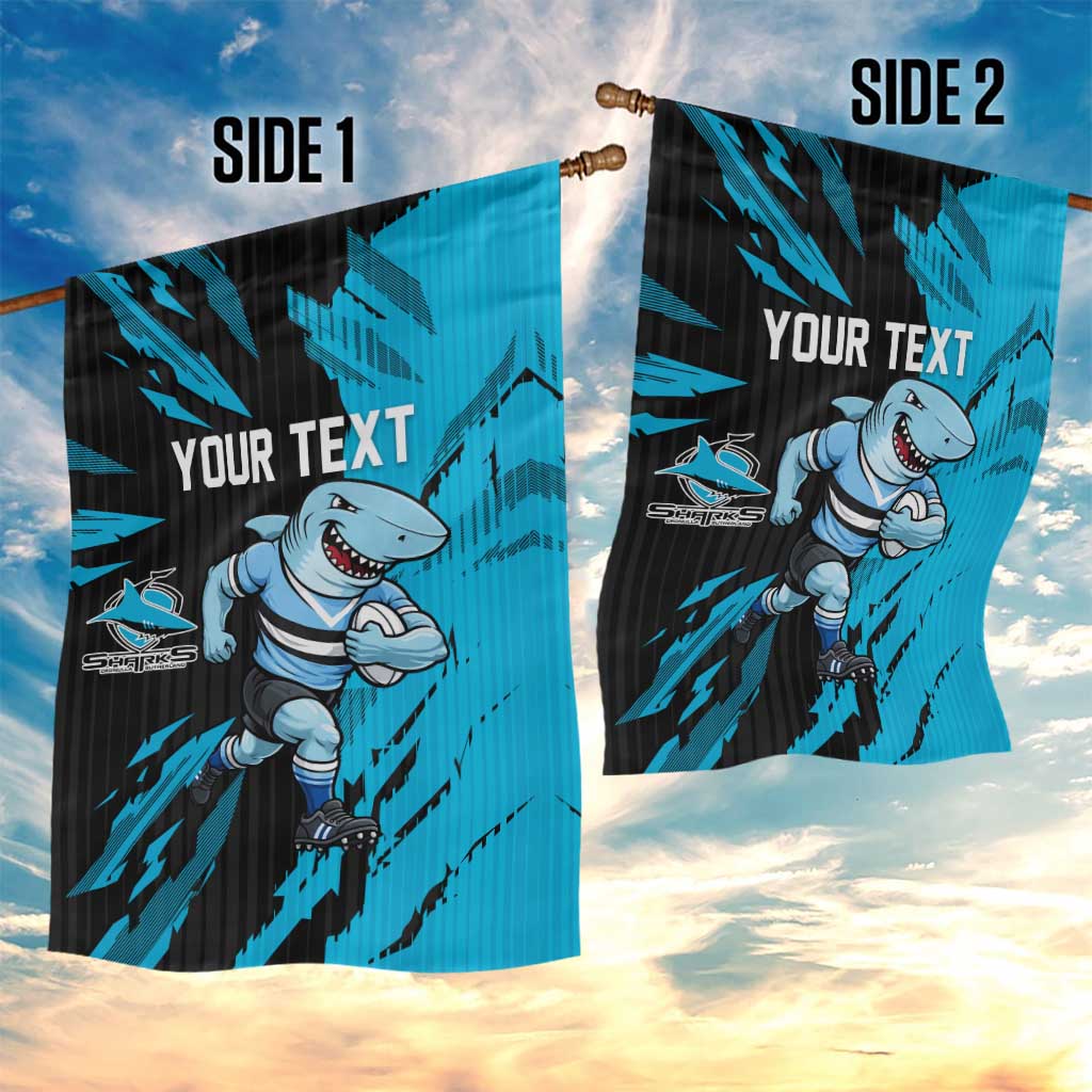 Personalized Cronulla Sharks Garden Flag Dynamic Lightning Mascot Rugby Australia