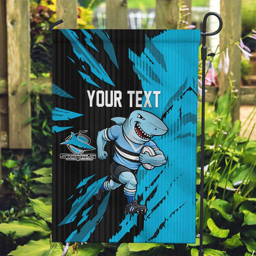 Personalized Cronulla Sharks Garden Flag Dynamic Lightning Mascot Rugby Australia