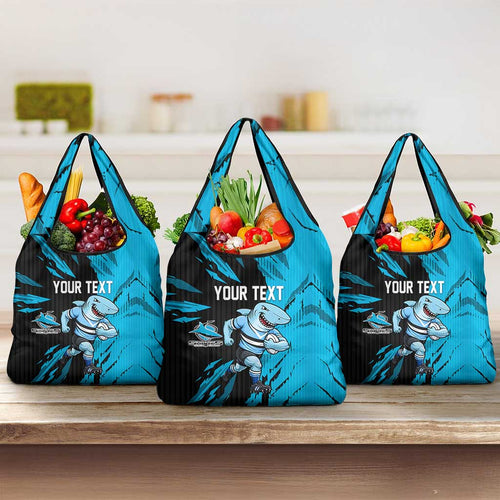 Personalized Cronulla Sharks Grocery Bag Dynamic Lightning Mascot Rugby Australia