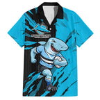 Personalized Cronulla Sharks Hawaiian Shirt Dynamic Lightning Mascot Rugby Australia