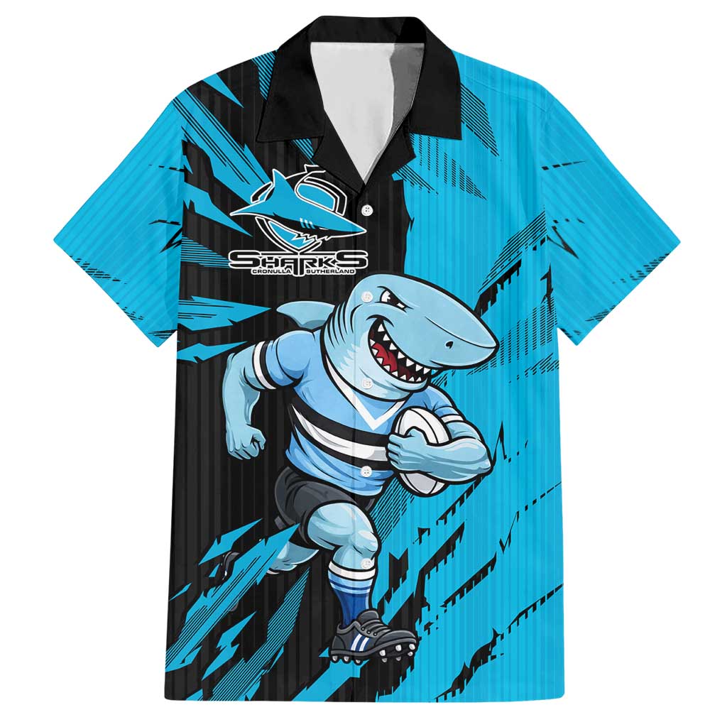 Personalized Cronulla Sharks Hawaiian Shirt Dynamic Lightning Mascot Rugby Australia
