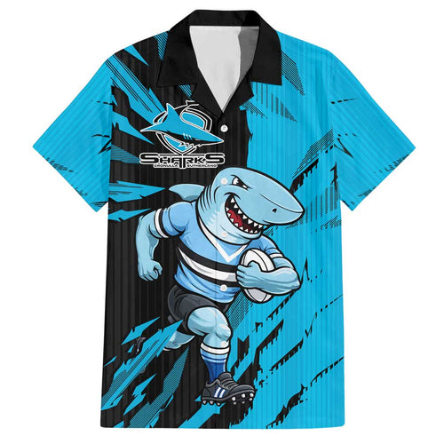 Personalized Cronulla Sharks Hawaiian Shirt Dynamic Lightning Mascot Rugby Australia