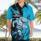 Personalized Cronulla Sharks Hawaiian Shirt Dynamic Lightning Mascot Rugby Australia