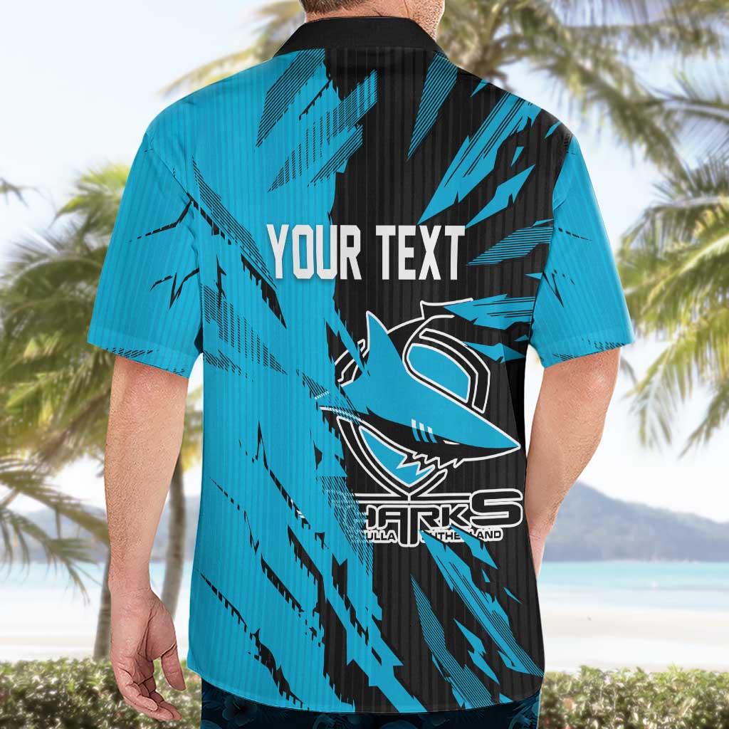 Personalized Cronulla Sharks Hawaiian Shirt Dynamic Lightning Mascot Rugby Australia