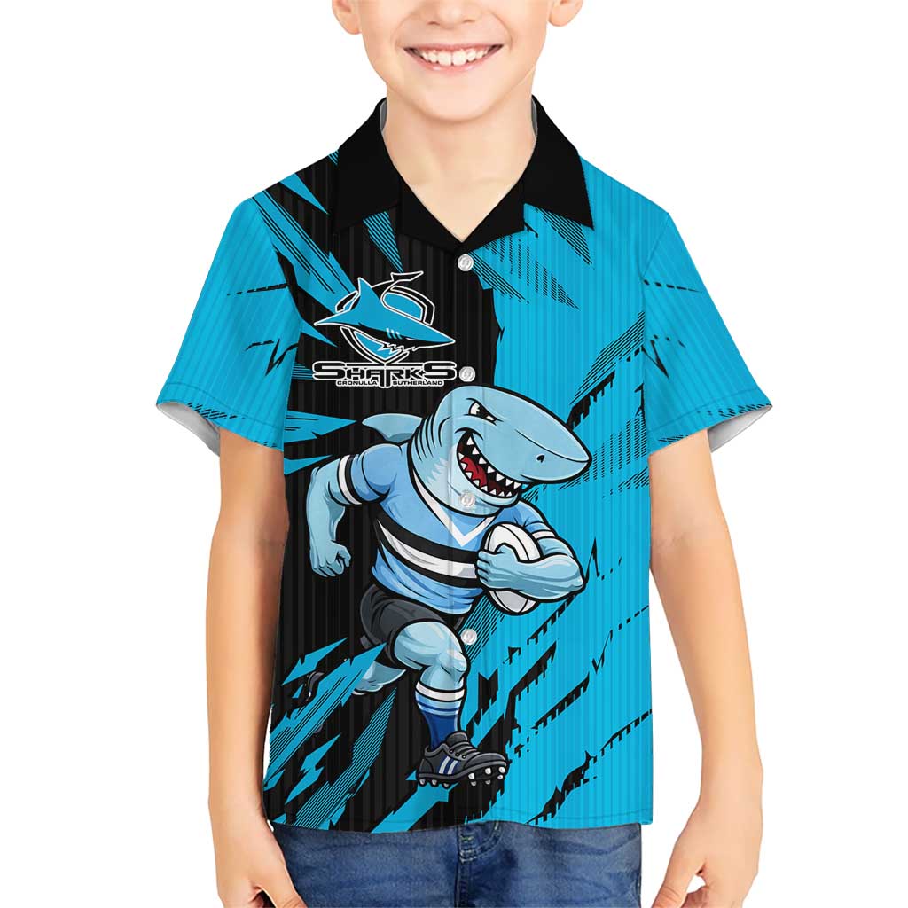 Personalized Cronulla Sharks Hawaiian Shirt Dynamic Lightning Mascot Rugby Australia
