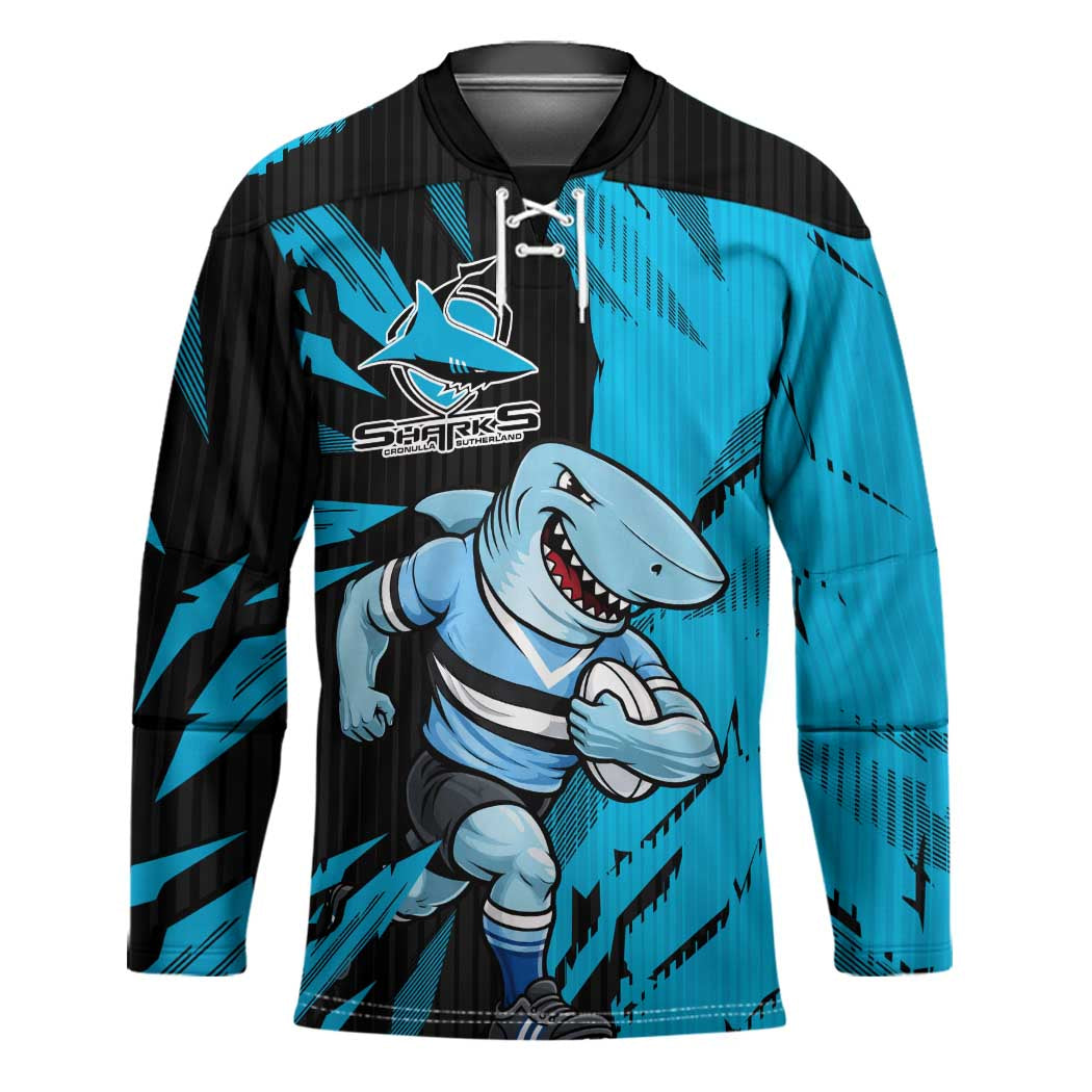 Personalized Cronulla Sharks Hockey Jersey Dynamic Lightning Mascot Rugby Australia