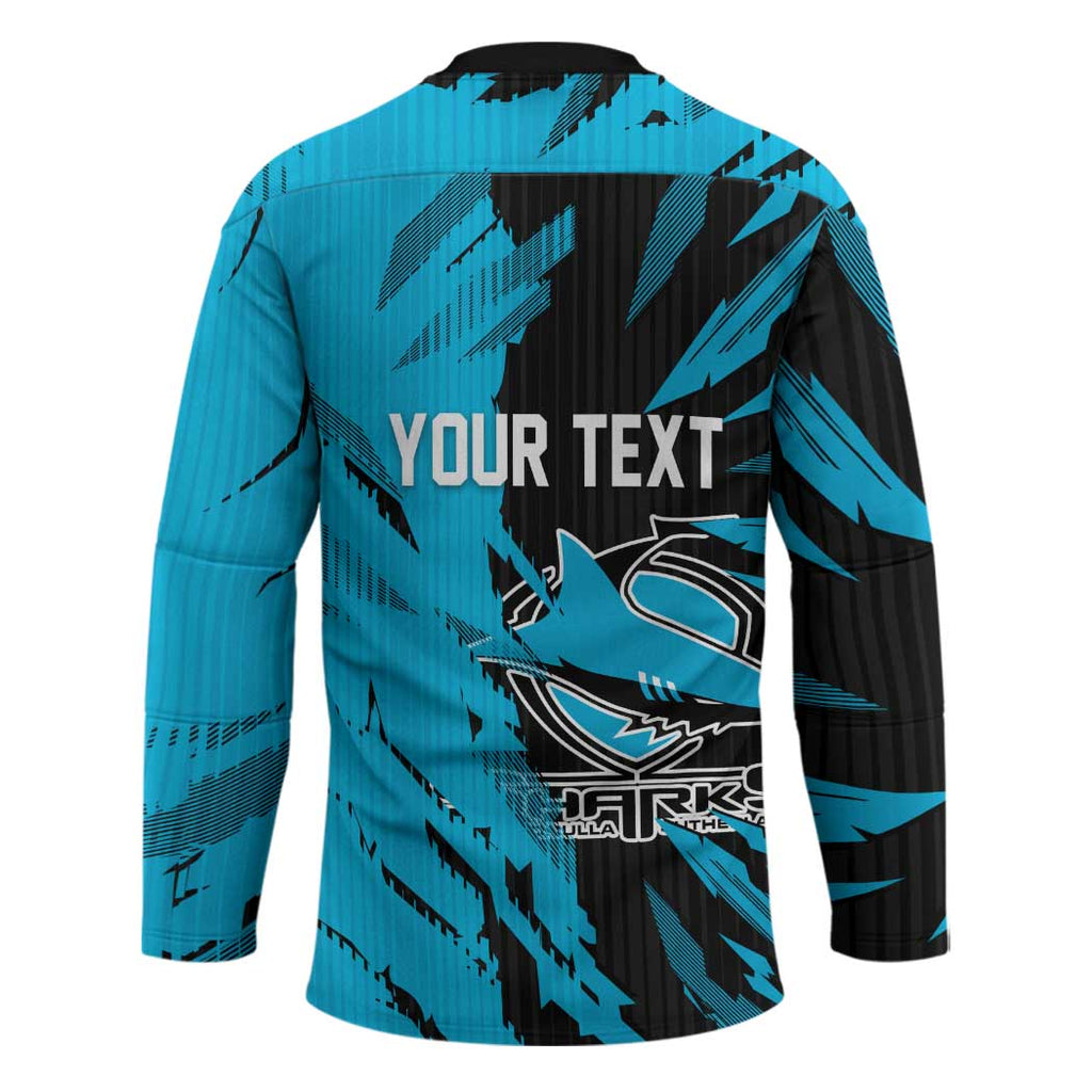 Personalized Cronulla Sharks Hockey Jersey Dynamic Lightning Mascot Rugby Australia