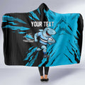 Personalized Cronulla Sharks Hooded Blanket Dynamic Lightning Mascot Rugby Australia