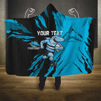 Personalized Cronulla Sharks Hooded Blanket Dynamic Lightning Mascot Rugby Australia