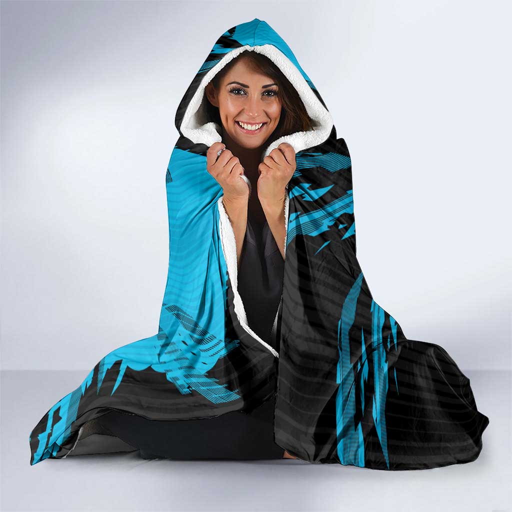 Personalized Cronulla Sharks Hooded Blanket Dynamic Lightning Mascot Rugby Australia