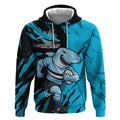 Personalized Cronulla Sharks Hoodie Dynamic Lightning Mascot Rugby Australia