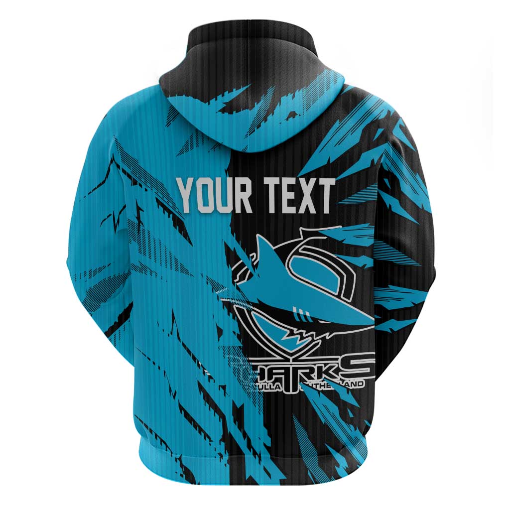 Personalized Cronulla Sharks Hoodie Dynamic Lightning Mascot Rugby Australia
